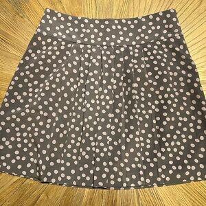 Loft Mushroom & Tan Polka Dot Pleated Mini Skirt, like New Size 0